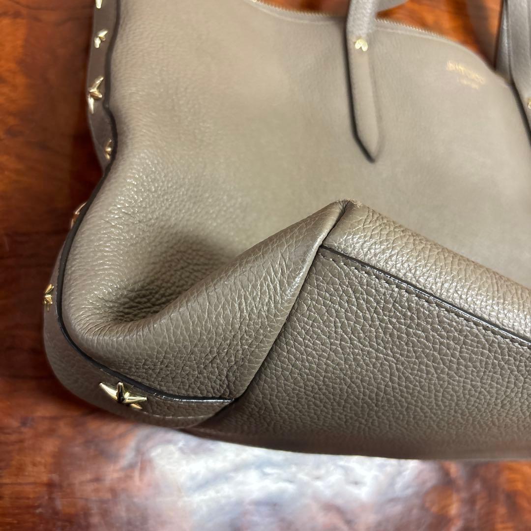 JIMMY CHOOグレー レザー トートバッグ ファスナー付き 0224k20 - メルカリ