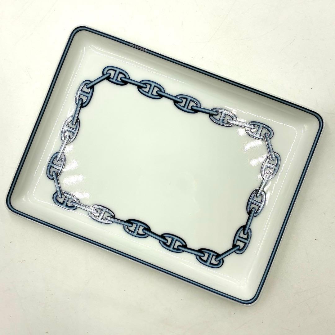 新品未使用 箱付き エルメス シェーヌダンクル スクエアプレート 角皿