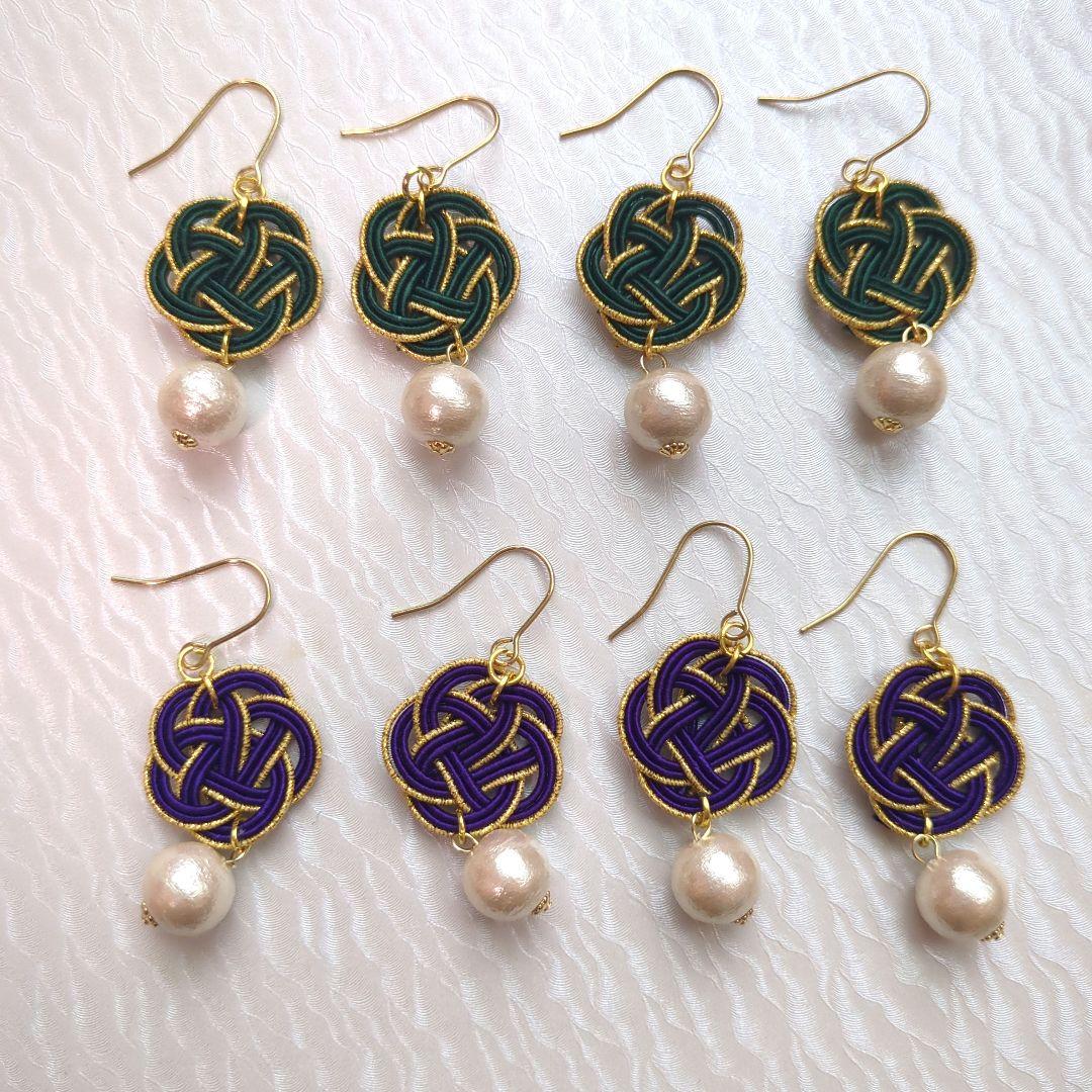 《ゆあ》水引ピアス(イヤリング)水引かんざしハンドメイド水引アクセサリー