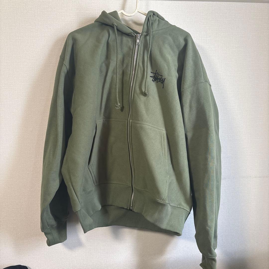STUSSY ジップパーカ カーキ サイズM ☆【STUSSY】☆Stock Seoul Zip Hoodie Green☆パーカー☆ (STUSSY