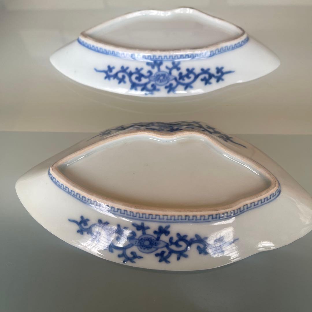 江戸時代 古伊万里 笠【頭に被る笠】型皿 2客