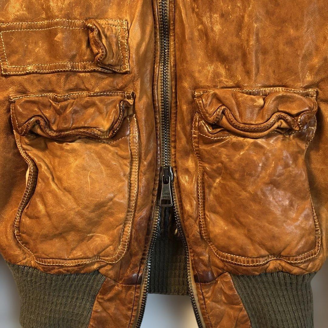 GIORGIO BRATO ヴィンテージ加工シープレザーフライトジャケット46