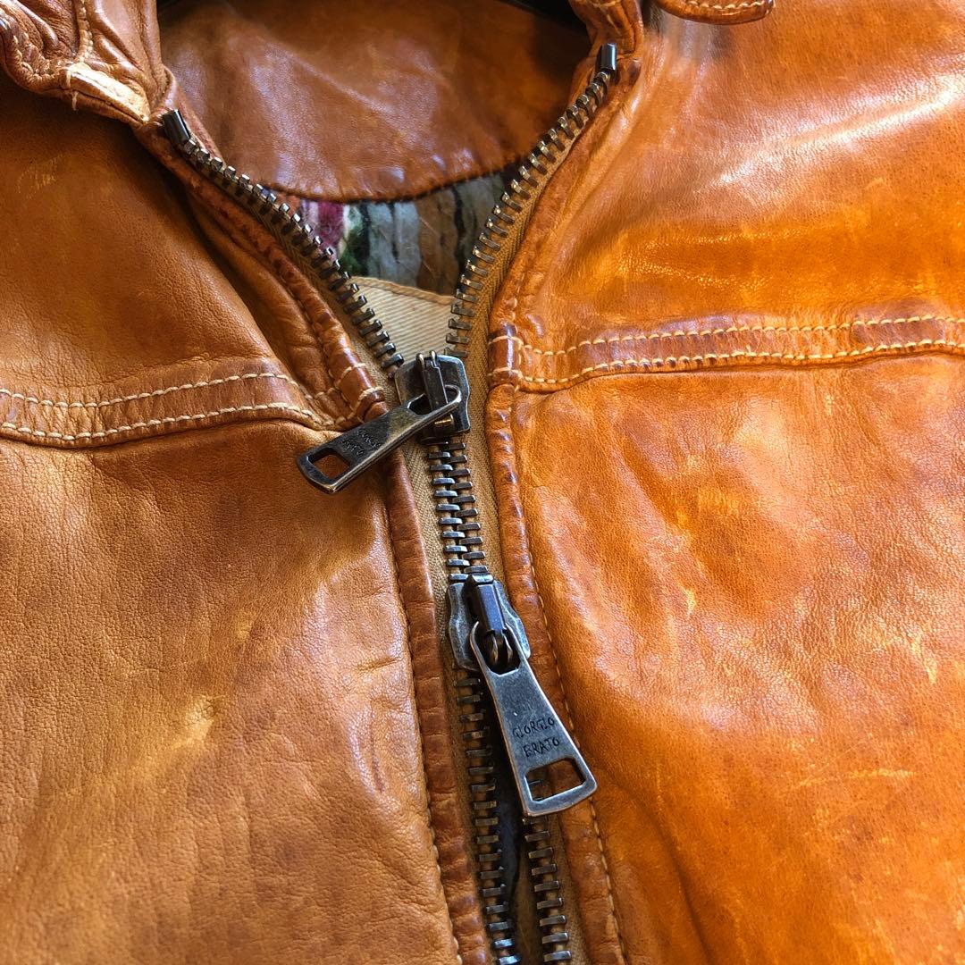 GIORGIO BRATO ヴィンテージ加工シープレザーフライトジャケット46