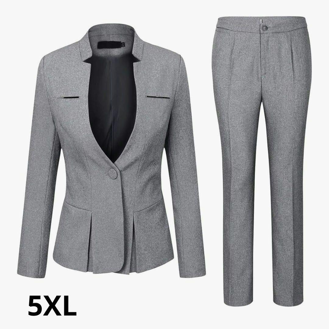 パンツスーツ 5XL グレー 新年度から ノータックパンツ 大きいサイズ