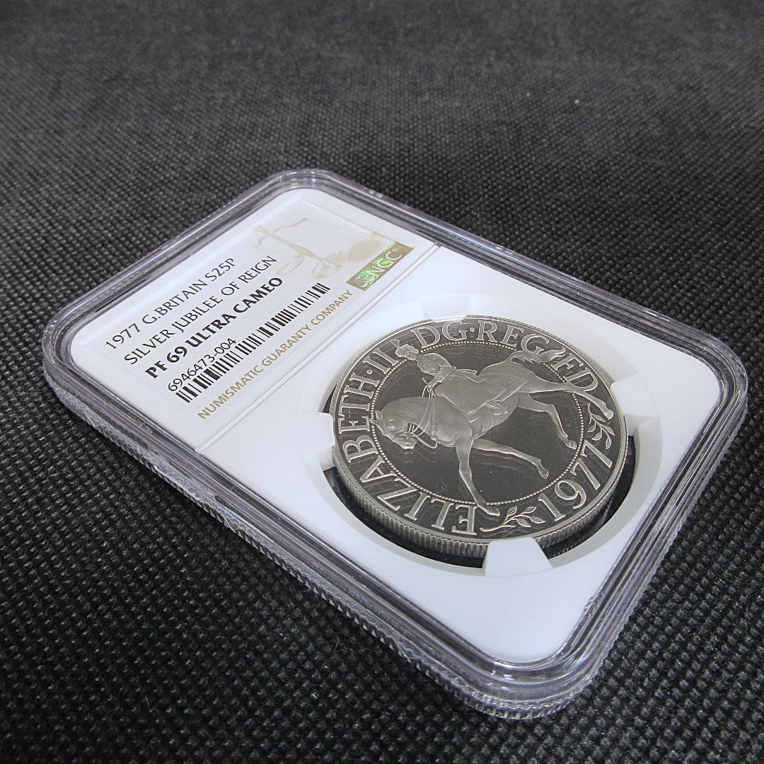 1977 イギリス 25ペンス銀貨 シルバージュビリー NGC コイン