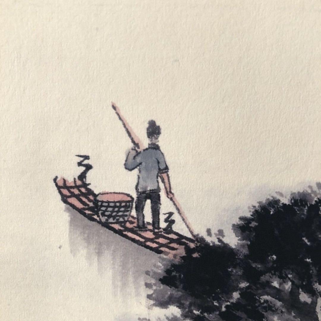 中国山水画 掛け軸 宋文治《京怡山光》三尺 中堂 掛け軸／水墨画／実物撮影