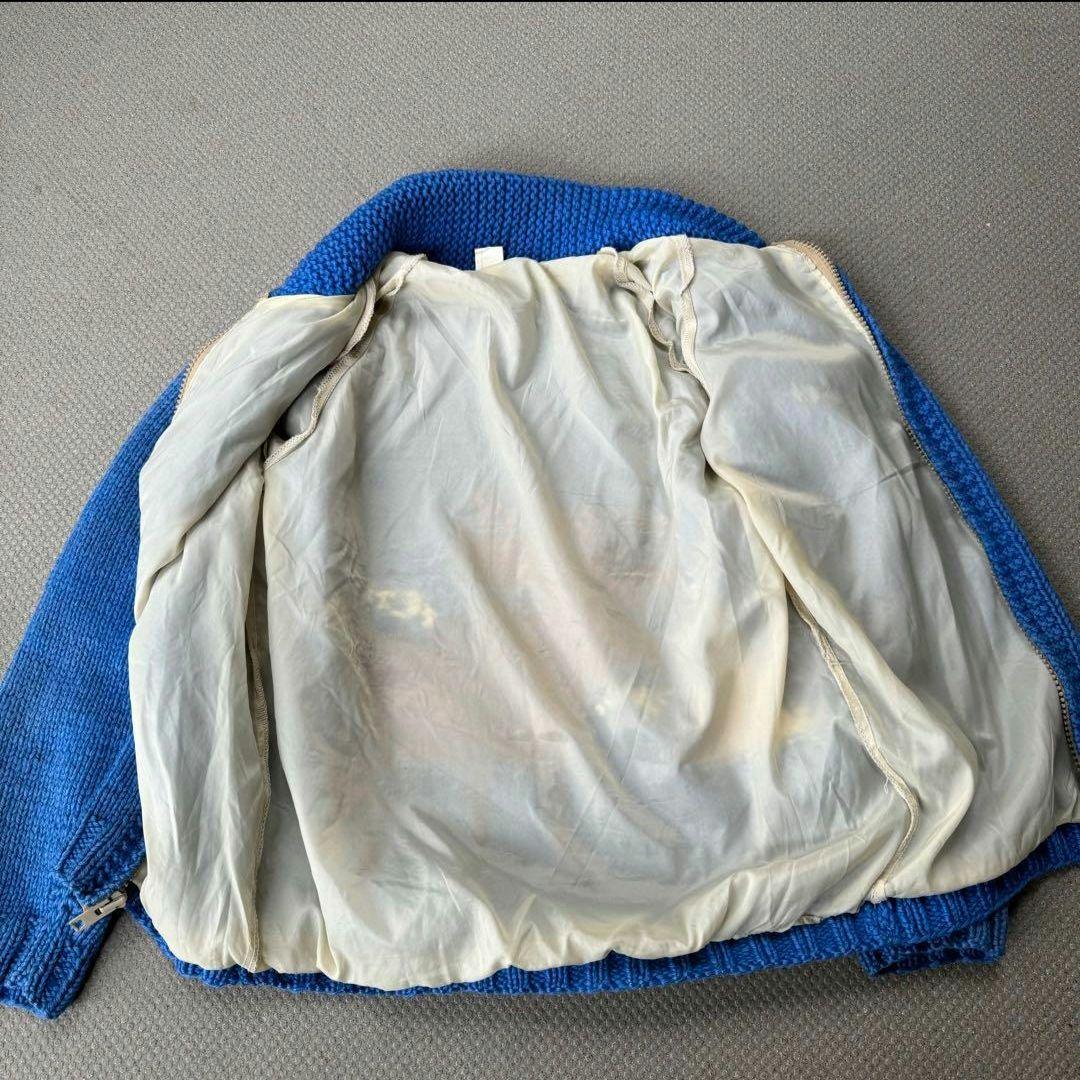 よ*様 カウチンセーター 動物柄 ムース ヘラジカ フルジップ 裏地付