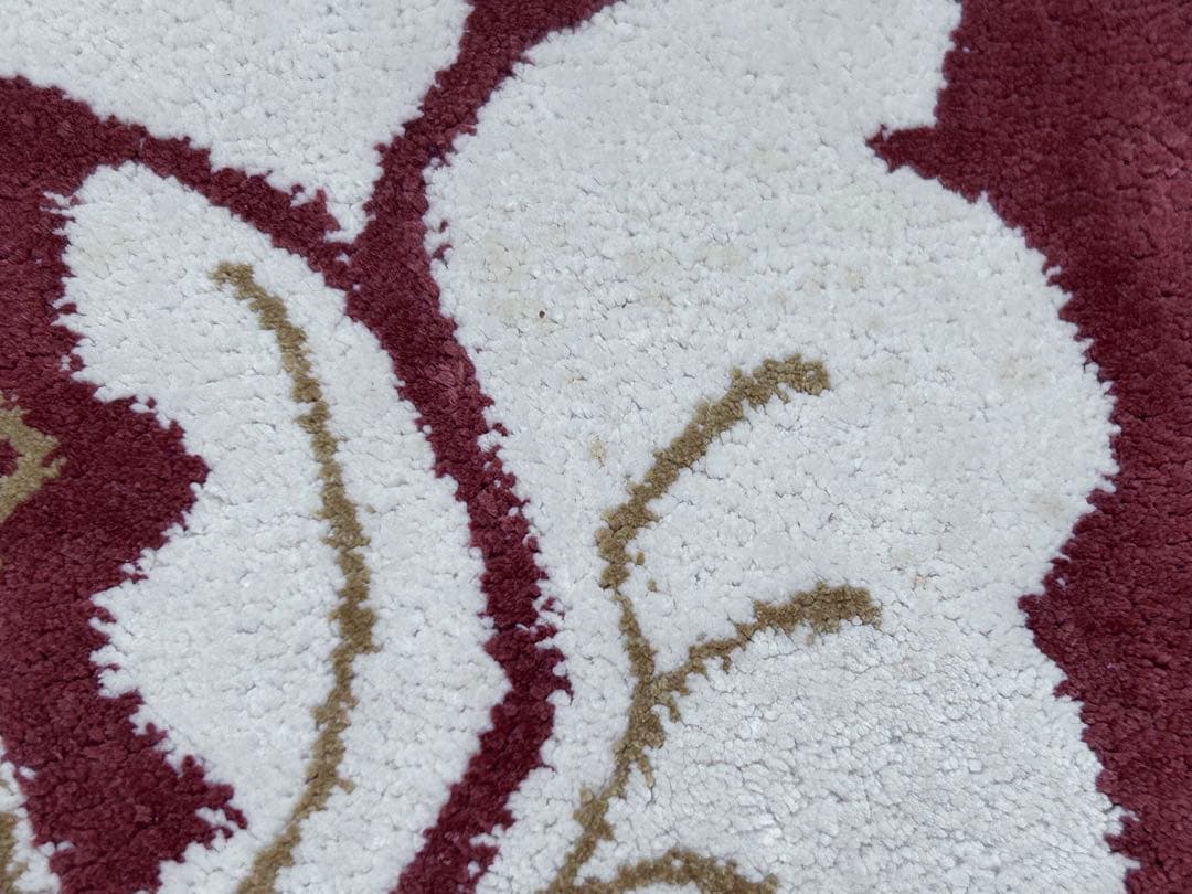 鍋島緞通 新鍋島 吉島敷物 座布団 牡丹B-1 茜地　-349-