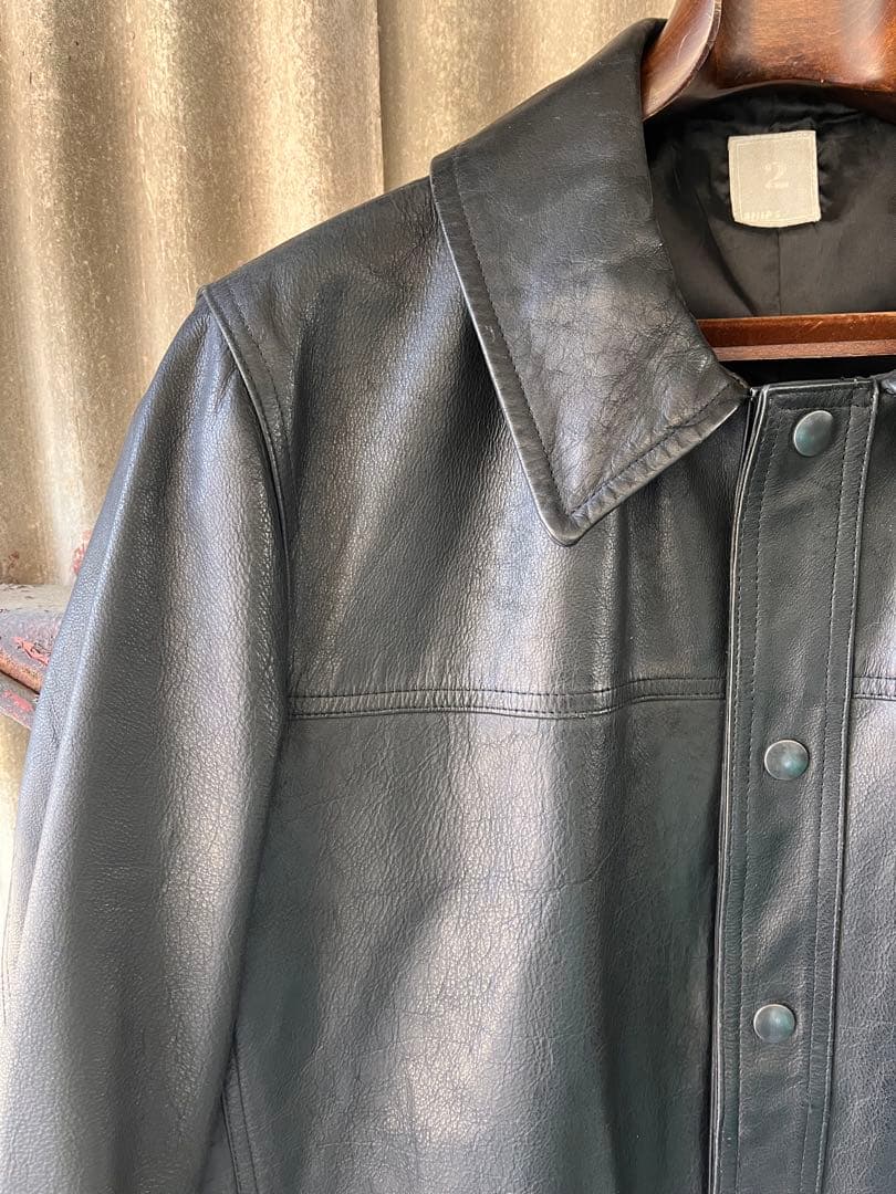 SHIPSシップス バッファローレザーカーコートMブラック - メルカリ