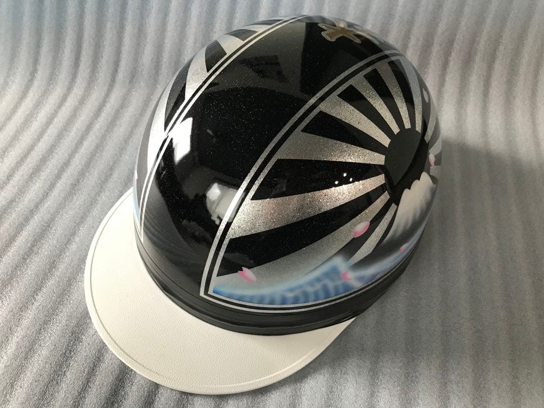 七色ラメ 富士日章 コルク半 ヘルメット 三段シート ロケットカウル 旭