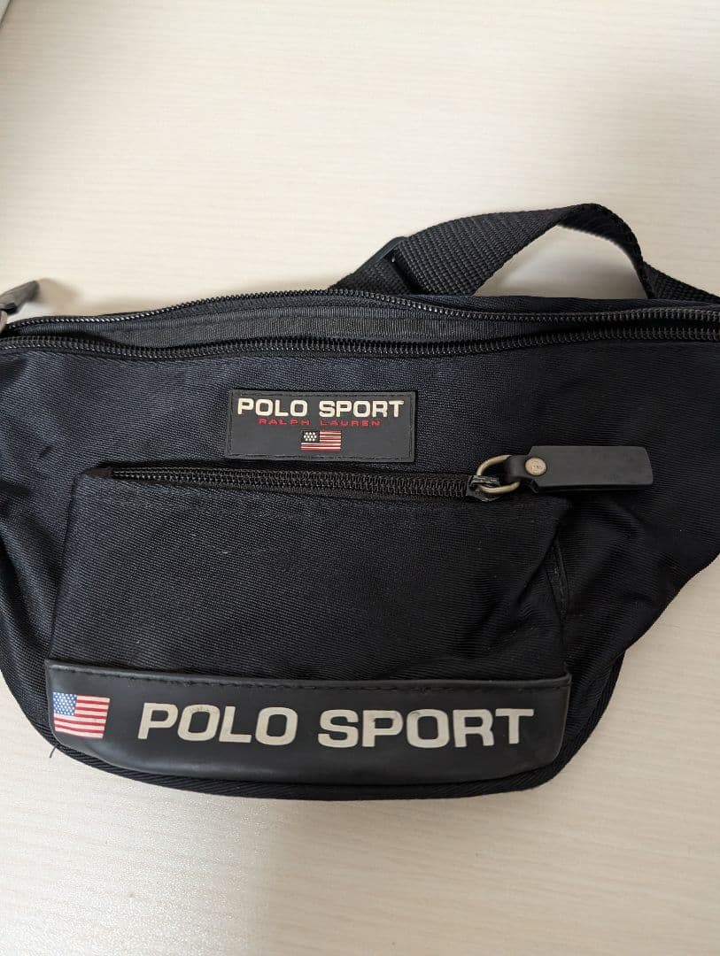 美品 90S polo sport ボディバッグ 黒 ブラック ウエストポーチ - メルカリ