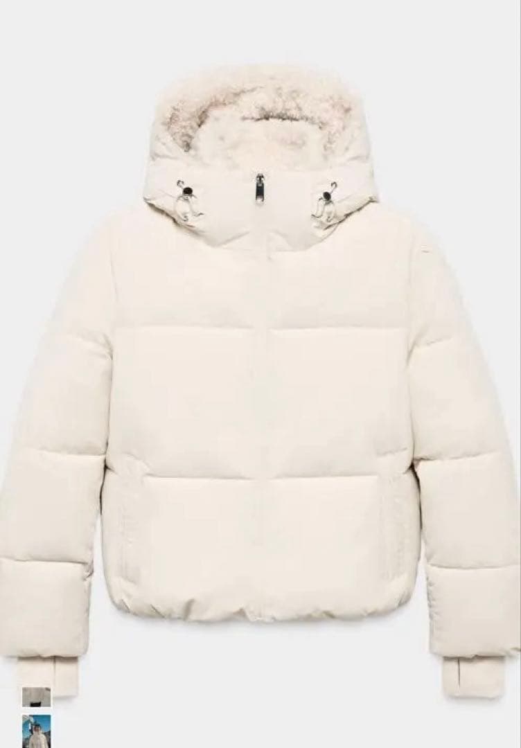 ZARA フェイクシープスキンフード付き撥水ウィンドブレーカー