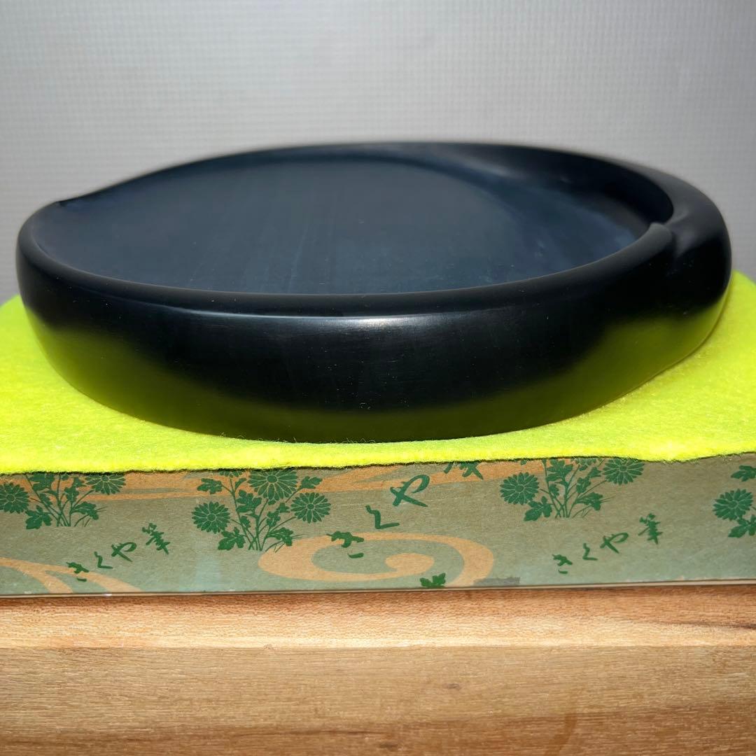 ⭕️雨畑硯 希少 桃研 雨畑真石 大阪きくや筆本舗製 美品 硯側ツルツル