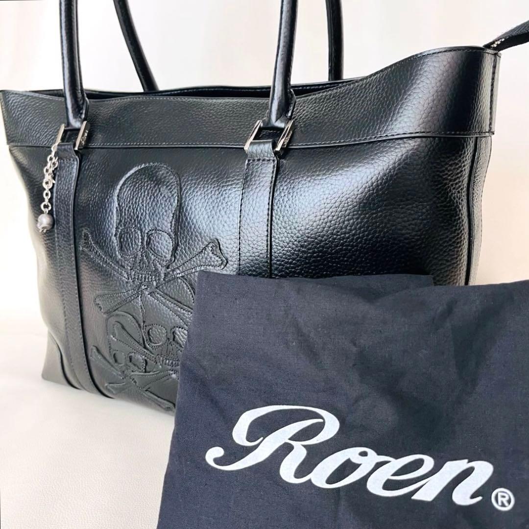 すーさん様専用 Roen ロエン 3連スカルパッチ トートバッグ 黒 レザー