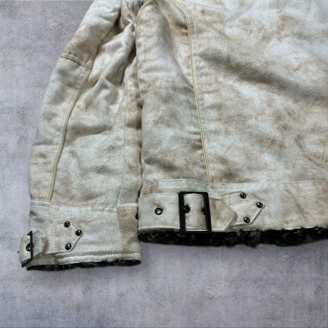 平成 00s ファー ライダースジャケット スエード調 お兄系 y2k