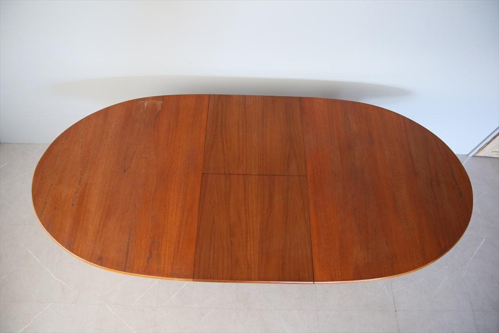 英国アンティークチーク古木オーバルテーブル/伸張式木製ダイニング机