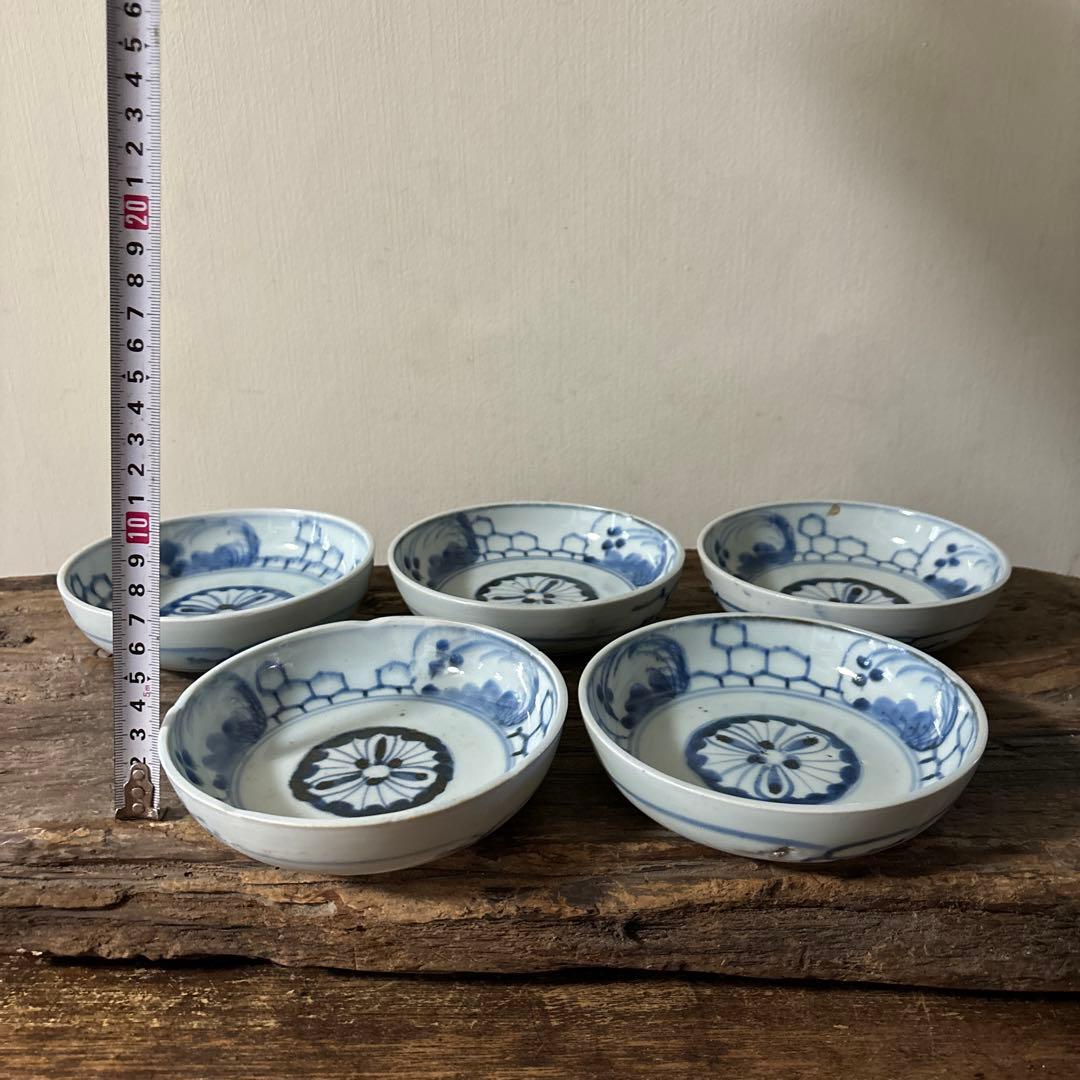 古伊万里膾皿 5点(窯傷有り)なます皿 古道具 アンティーク 検:白洲正子