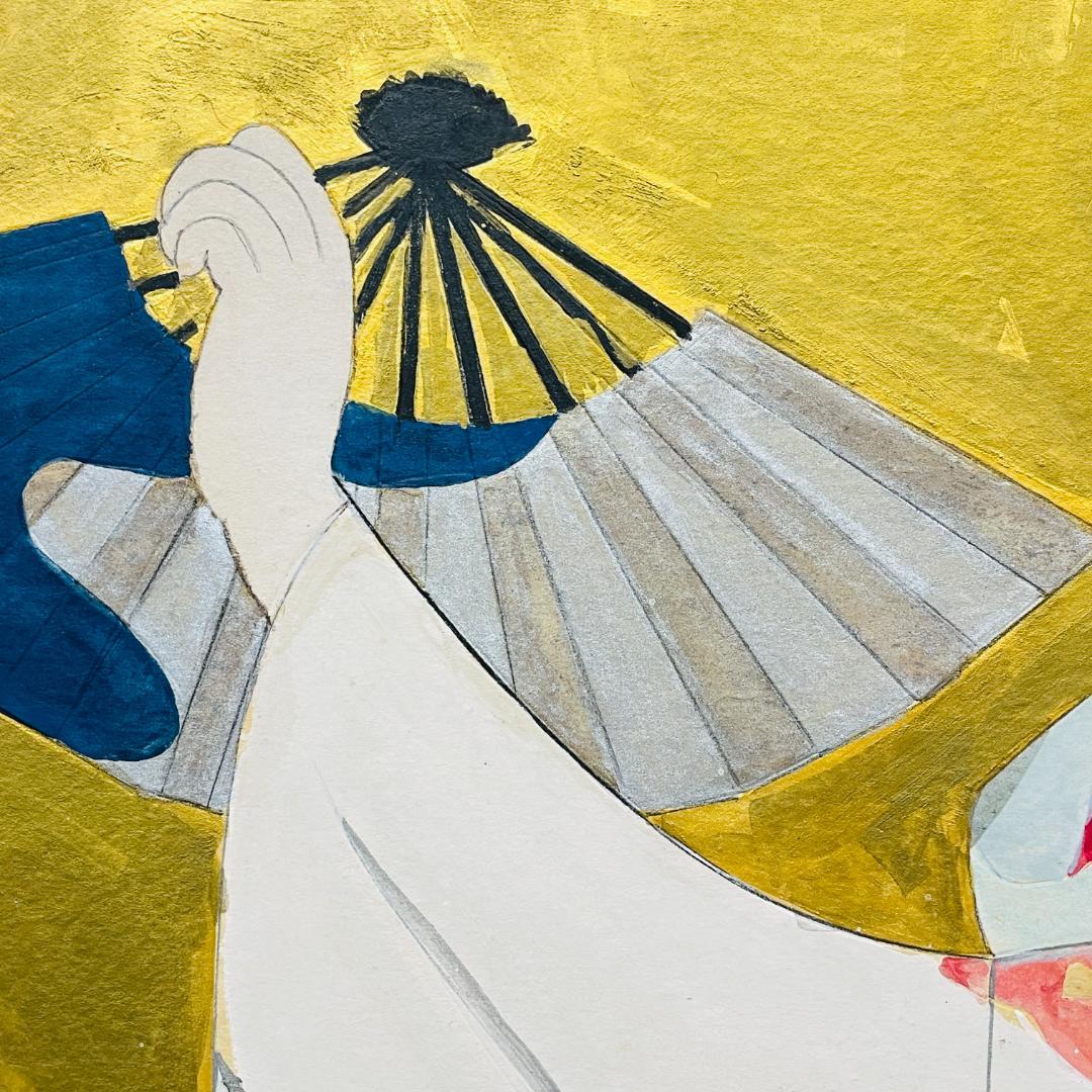 真作保証 伊東深水『扇子』肉筆 日本画 美人画 画寸h44.5×w51.5cm