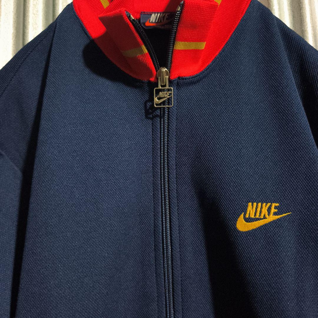 希少 80s 紺タグ NIKE セットアップ 日本製 M 紺 赤 ヴィンテージ