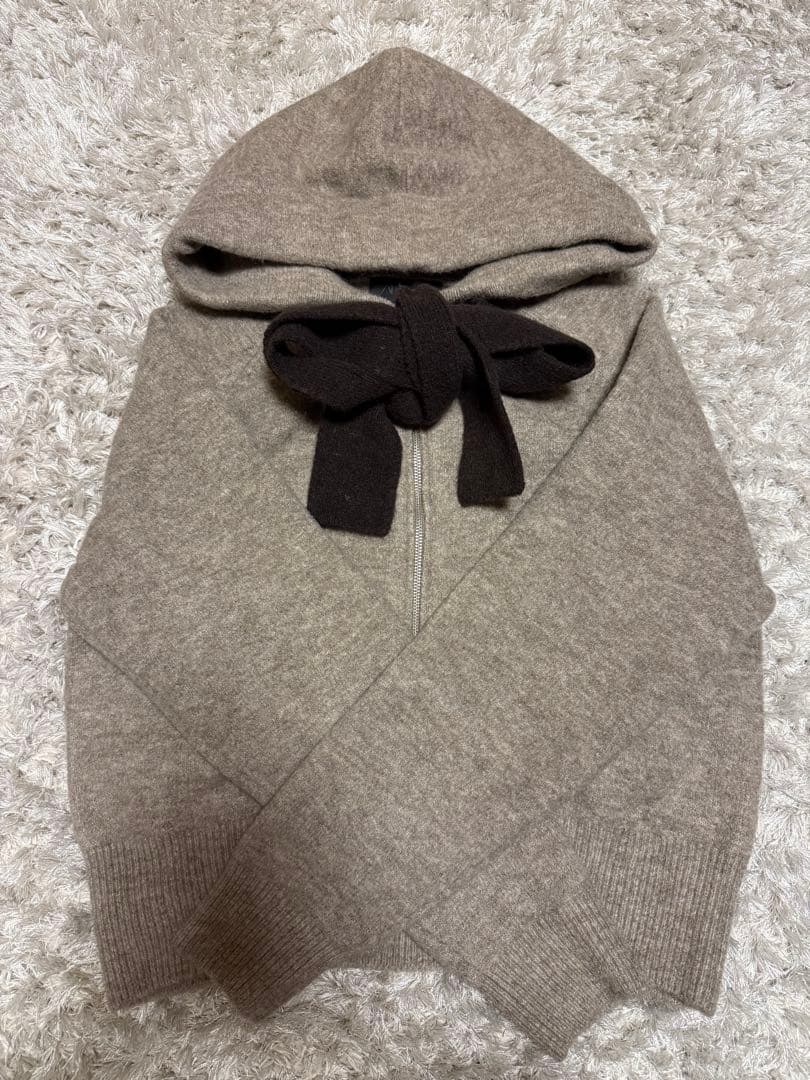 ZARA フード付きタイベルトニットカーディガン リボンパーカー - メルカリ