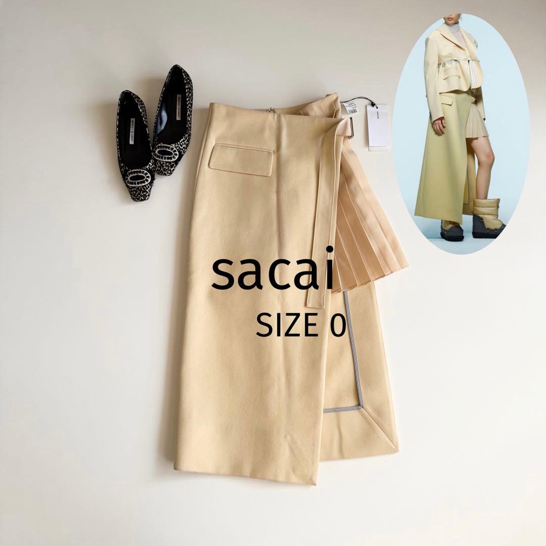 22AW タグ付 【サカイ】アシンメトリースカート プリーツ切替スカート