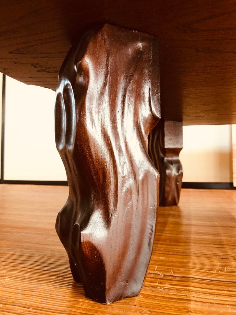 天然木 《 雰囲気がある耳付き 座卓 》