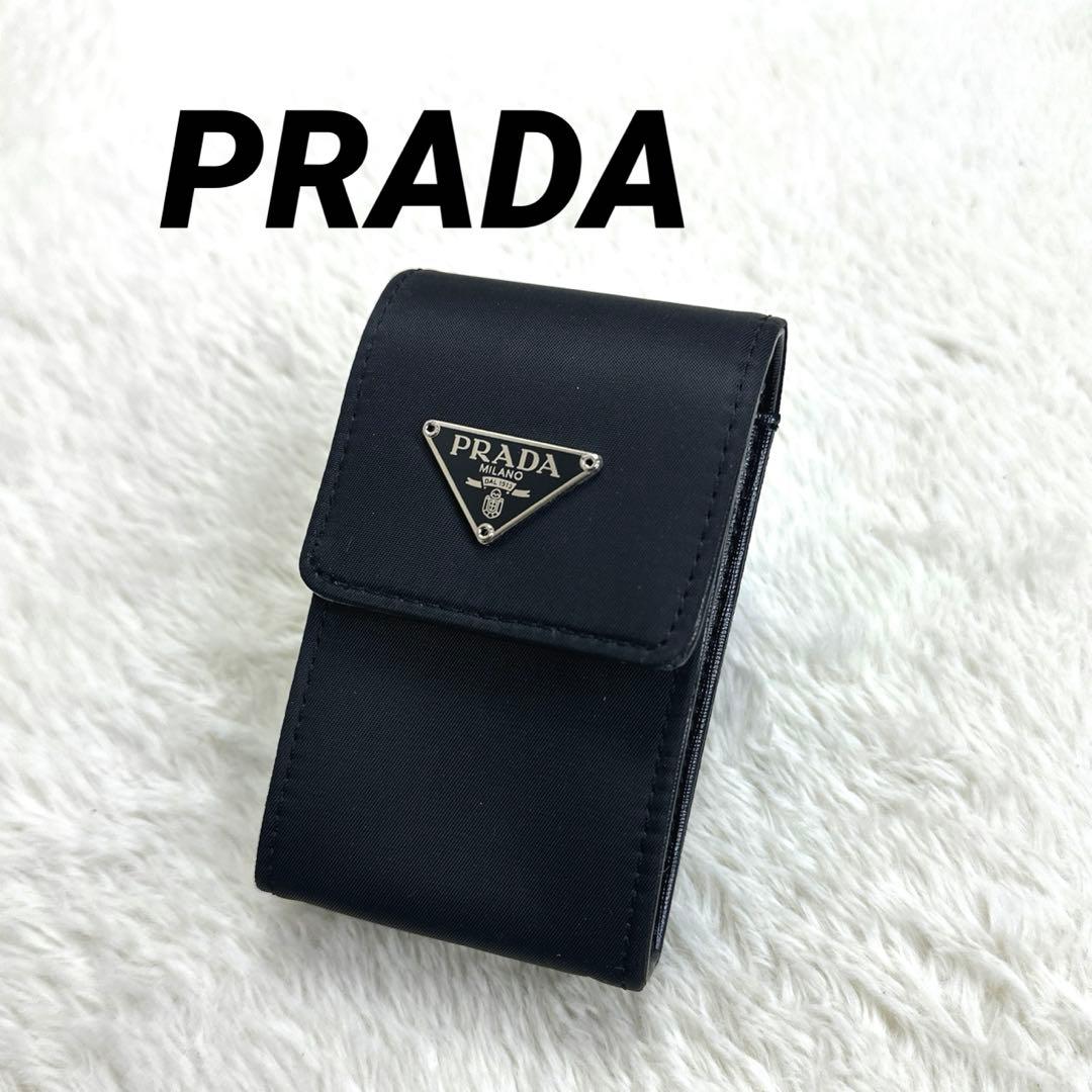 PRADA プラダ シガレットケース 小物入れ ブラック 三角プレート