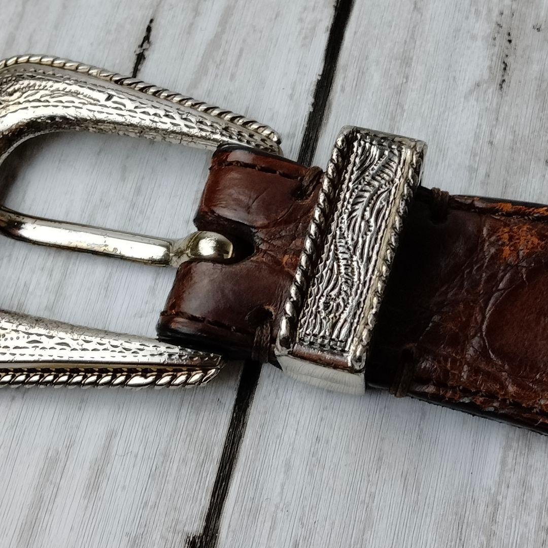 ブルネロクチネリ【クロコレザー】ベルト ブラウン系 極上レザー