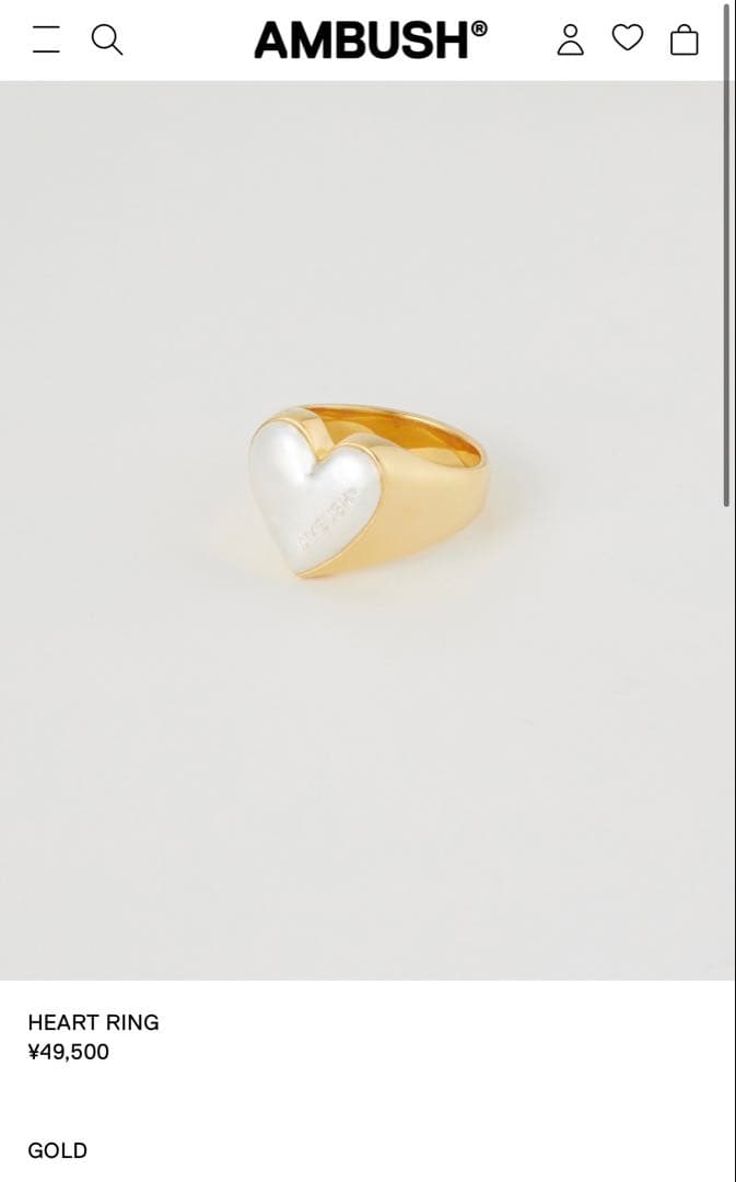 AMBUSH Heart Ring (ハート型ゴールドリング) - アクセサリー