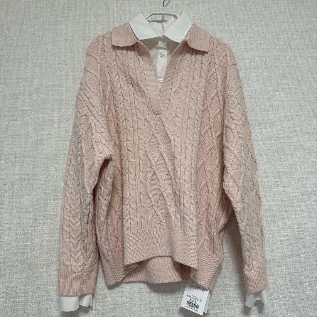 新品 未使用 アルページュストーリー シャツドッキングケーブルニット