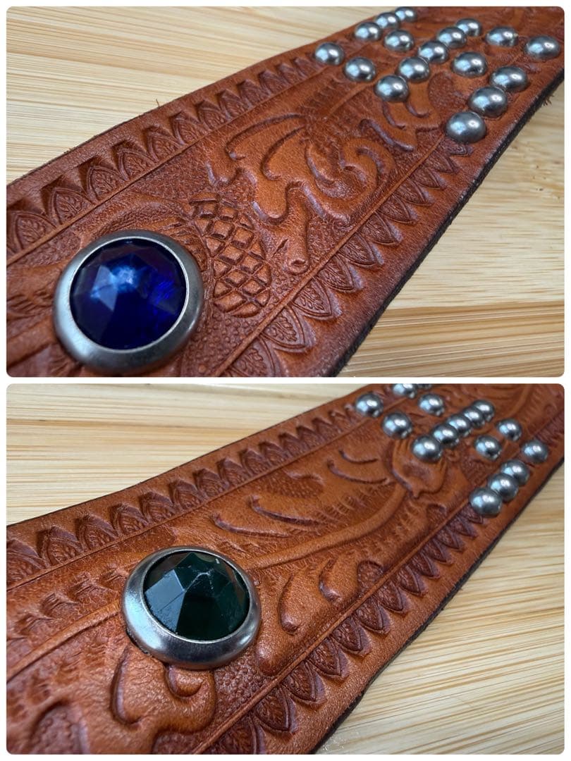 ⭐️レア⭐️エースウエスタンスタッズベルト⭐️マルチカラーストーン