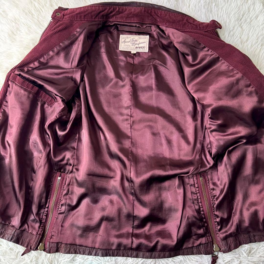 希少✨AVIREX レザージャケット 山羊革 ゴートスキン ワインレッド Lの