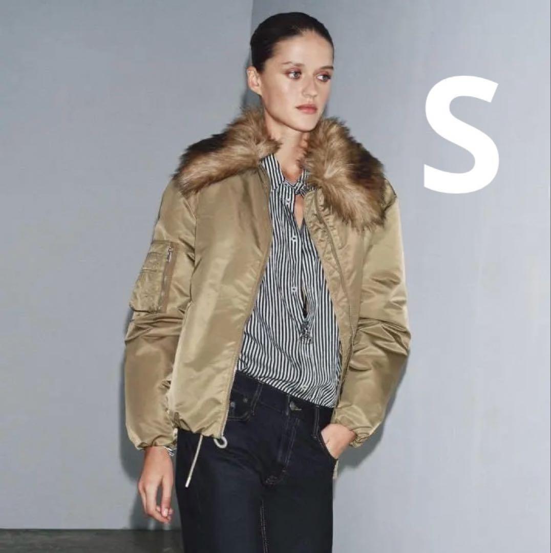 ZARA フェイクファー襟 ボンバージャケット ZW COLLECTION Sの通販はau