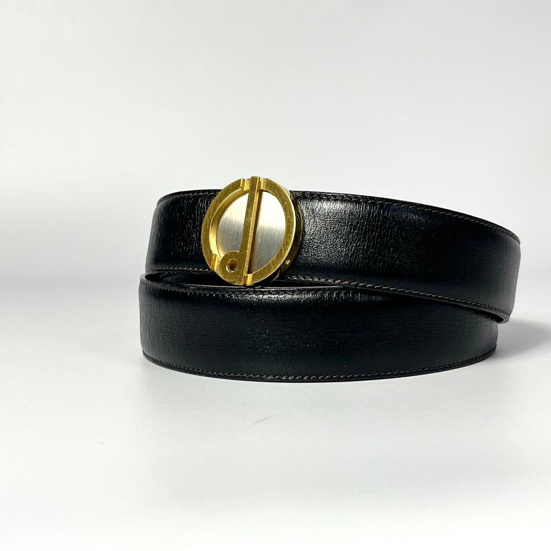 美品 ダンヒル dunhill ベルト ゴールド バックル 黒 レザー 946