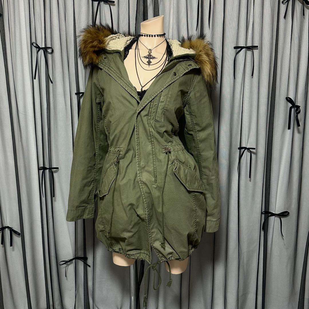 平成ギャル y2k ファー付きミニタリーモッズコート フェアリーグランジ