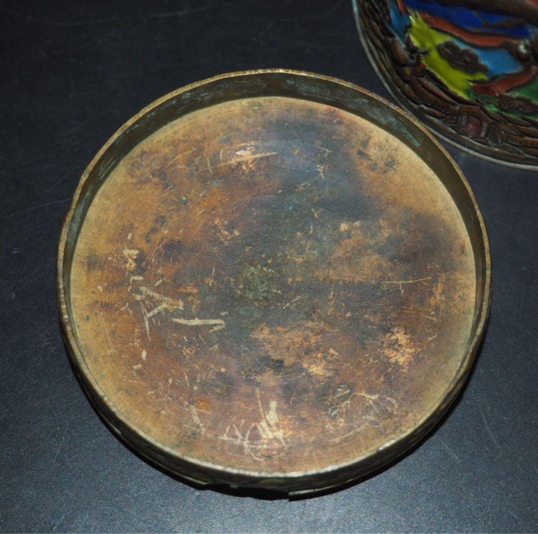 送料無料 江戸～明治 七宝龍文茶筒・茶入 茶道具 検/銀瓶鉄瓶茶托茶壺古