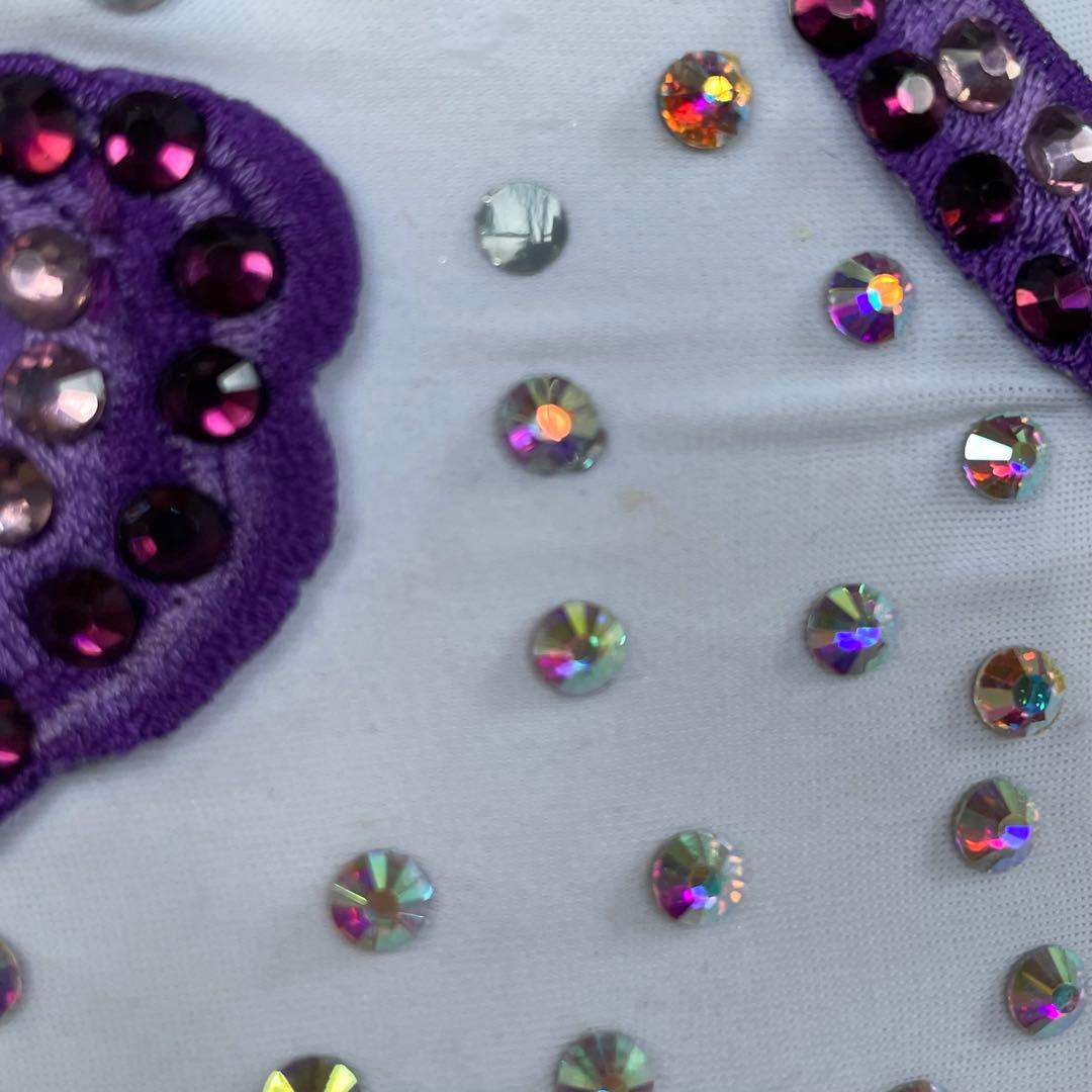 社交ダンス ラテンダンス ドレス衣装 レース 白 紫 S1121