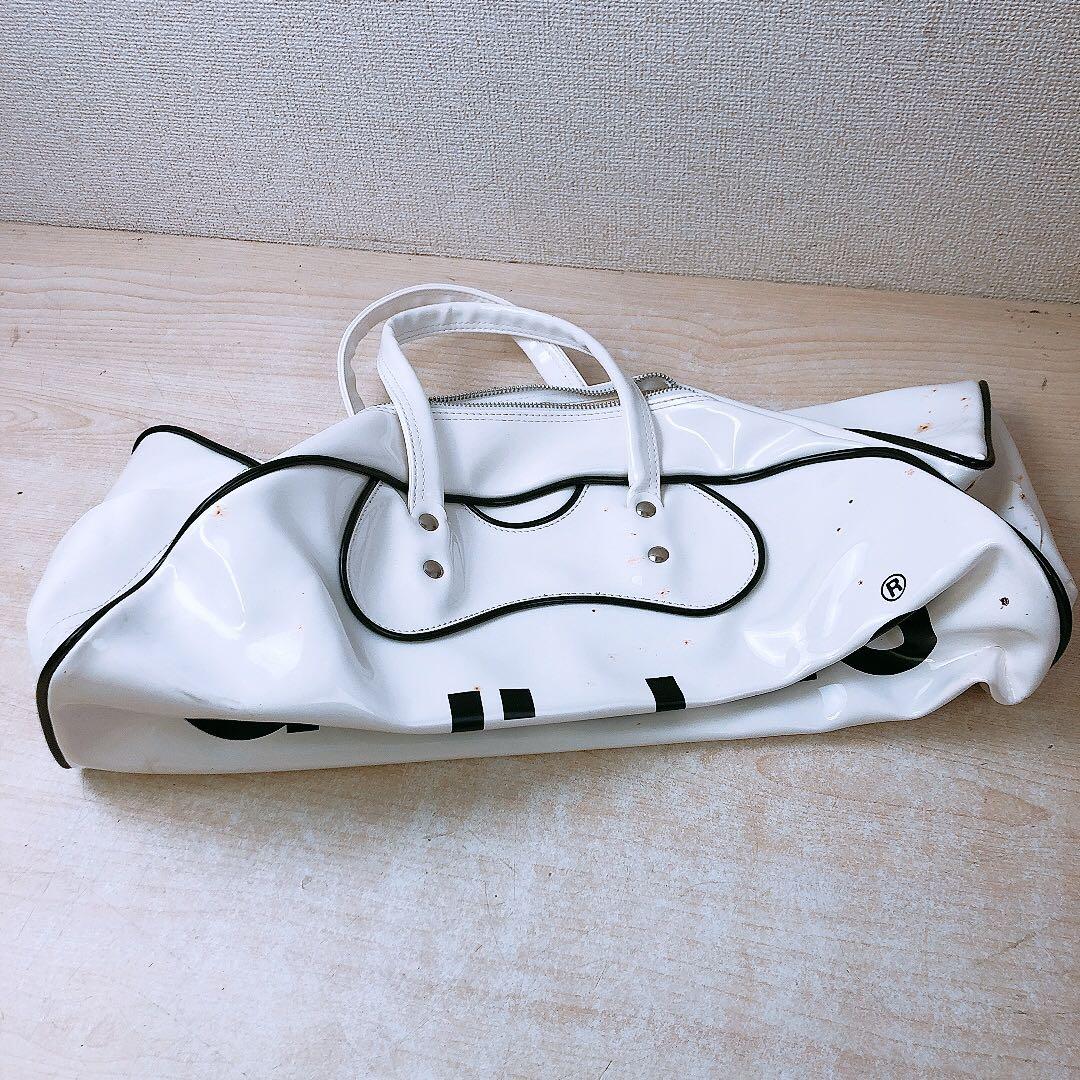 アディダス ボストンバッグ エナメル 日本製 ホワイト 白 adidas 年代