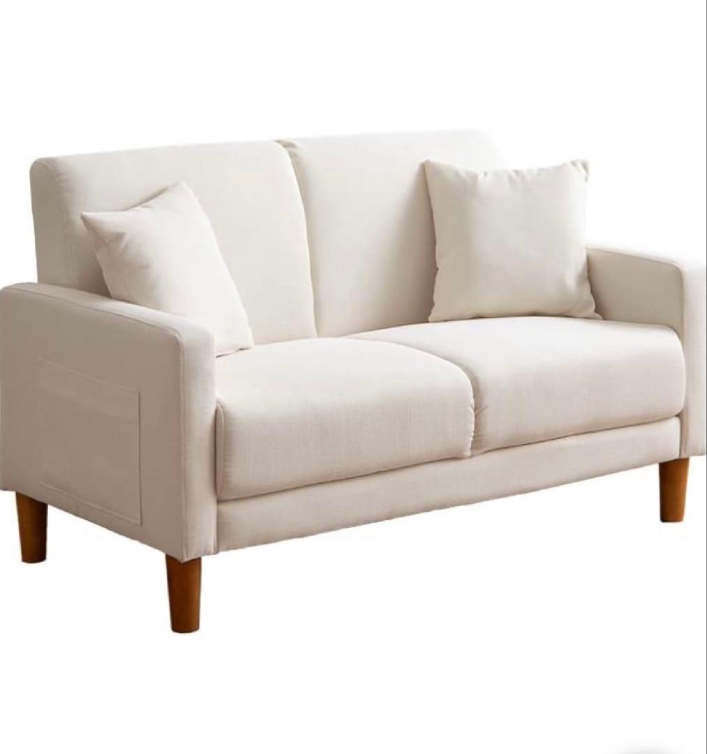 [女性オーナー]ホワイトファブリック 2人掛けソファ　ジャパンディ ソファ 片肘 ソファー ファブリック 2人掛け 3人掛け ネイビー