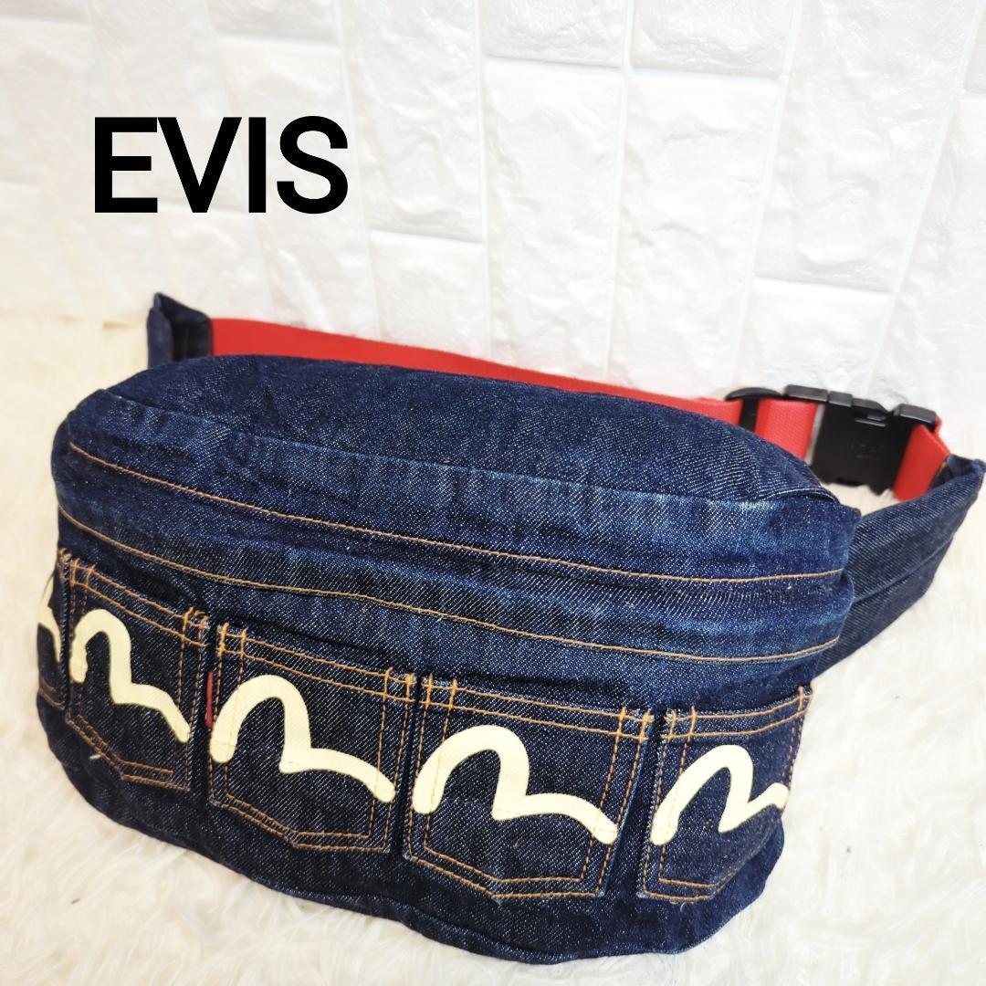 【美品】EVIS エヴィス デニム ボディバッグ カモメ カモメ刺繍 デニム クロスボディバッグ – EVISU