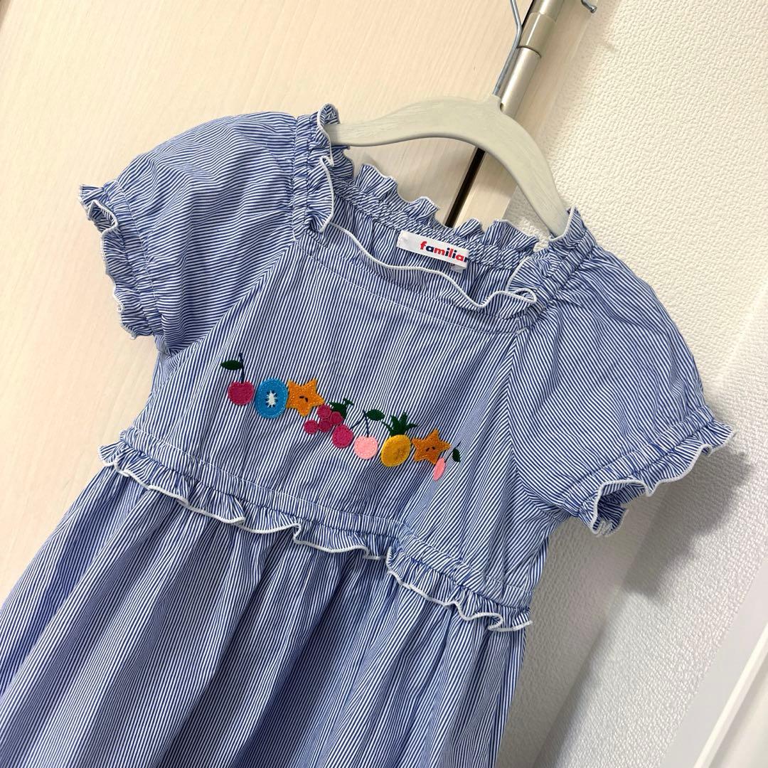 未使用】familiarファミリア ストライプワンピース ファミちゃん110