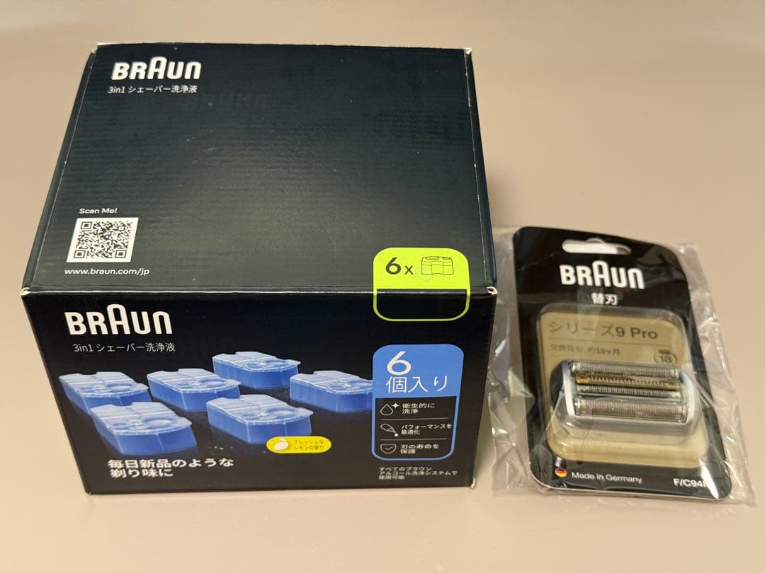 【純正品】BRAUN シリーズ9 Pro用 替刃 + 洗浄液（6個入り） BRAUN（ブラウン） 洗浄液 6個入り CCR6 カートリッジ シェーバー