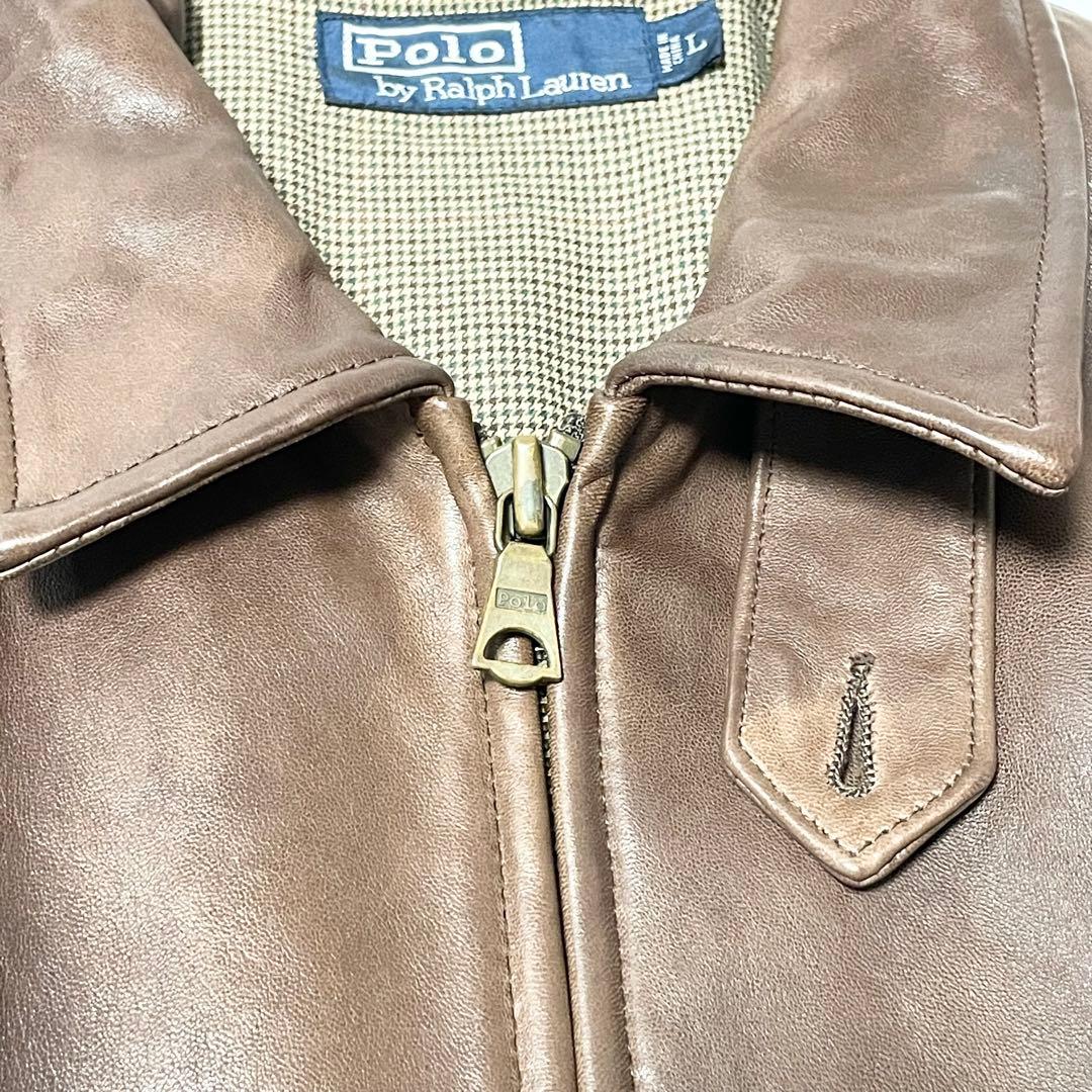 希少 L】90s ポロラルフローレン ラムレザー スイングトップ ブラウン