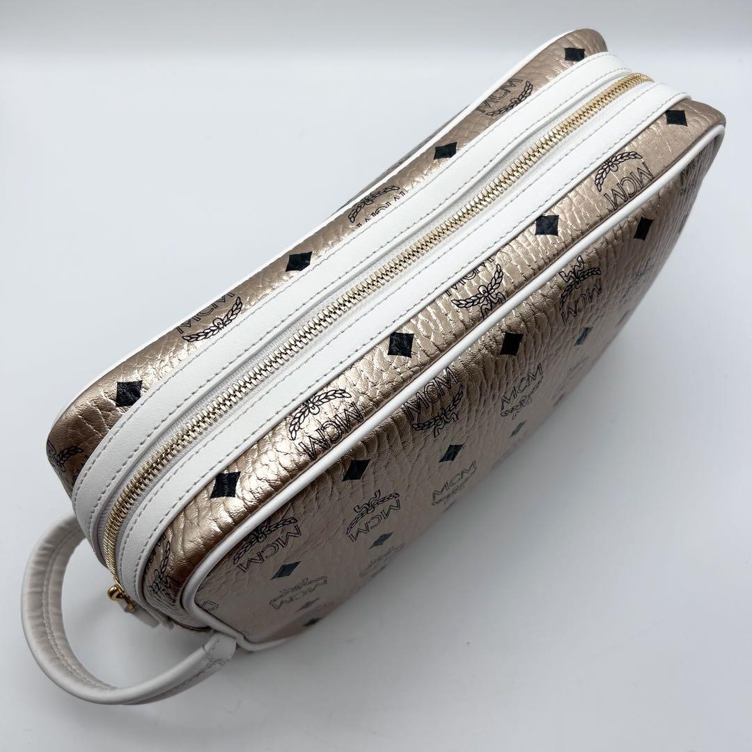 未使用級】 MCM バッグ ポーチ シューズバッグ ヴィセトス柄 ゴールド
