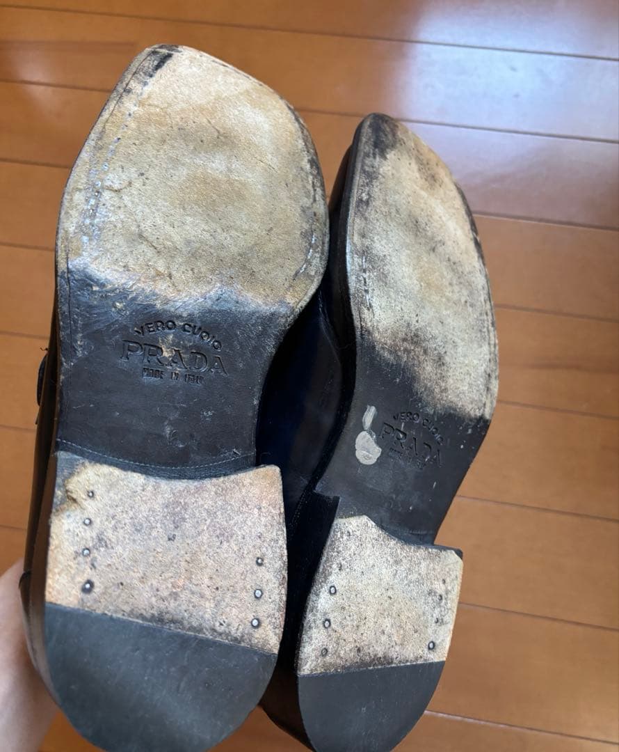 prada archive square leather belt shoes - メルカリ