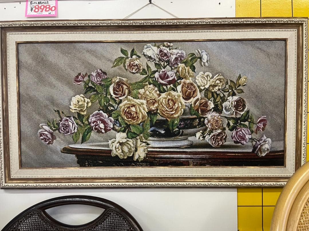 絵画 バラのゴブラン額絵 ゴブラン織り キャンバス 額絵 風景画 名画 アート