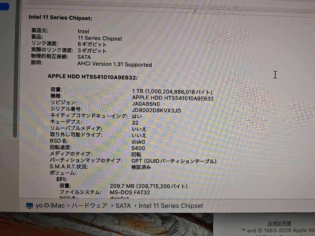 Macデスクトップ Apple iMac 2019 i5 16GB SSD HDD 1.03TB