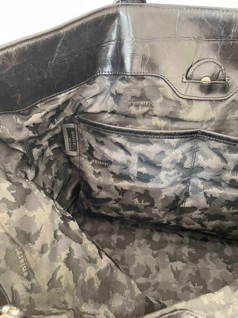 アニアリ トートバッグ アンティークレザー カモフラ ブラック 美品