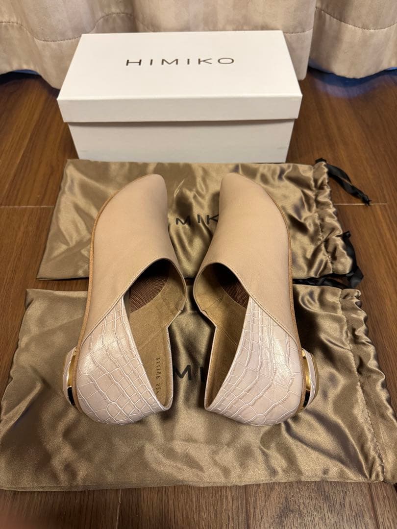 25.5cm HIMIKO ベージュ 本革 ソフトフラットシューズ　新品未使用