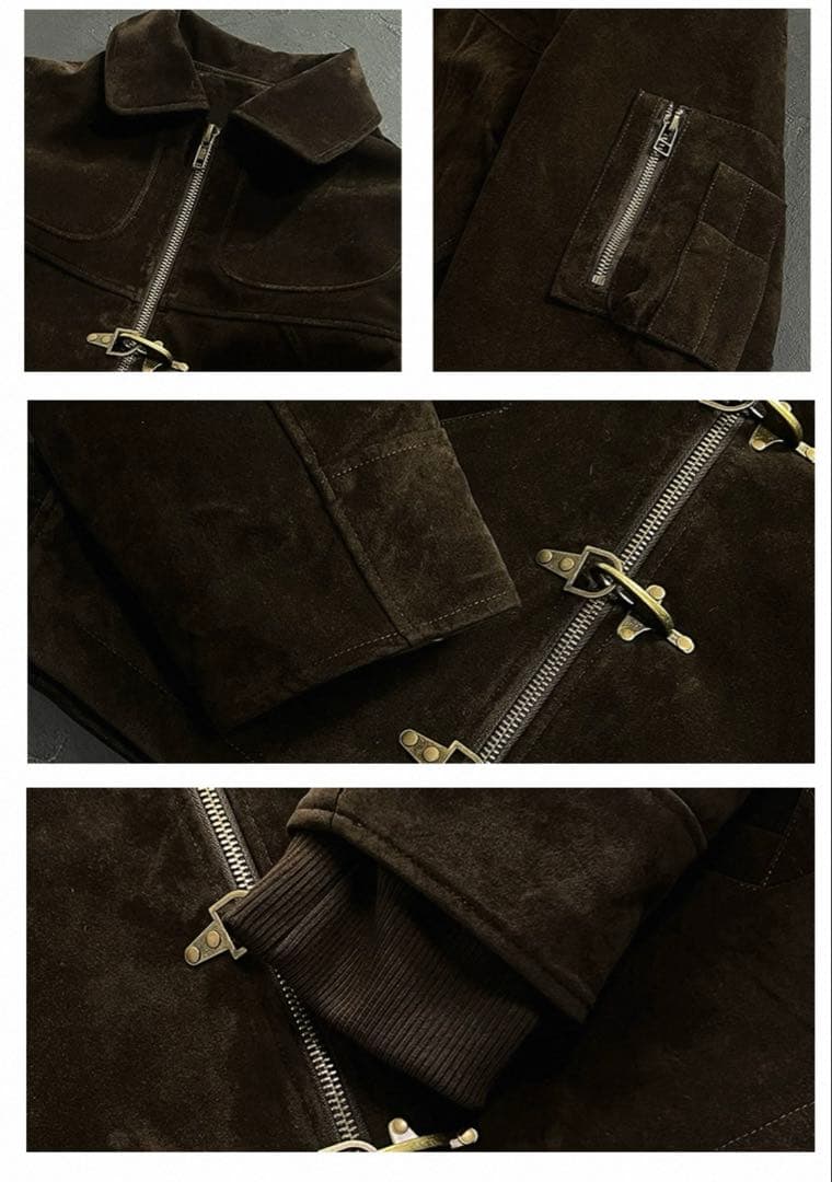 Vintage Suede Patchwork Bomber Jacket - メルカリ